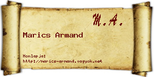 Marics Armand névjegykártya