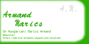 armand marics business card